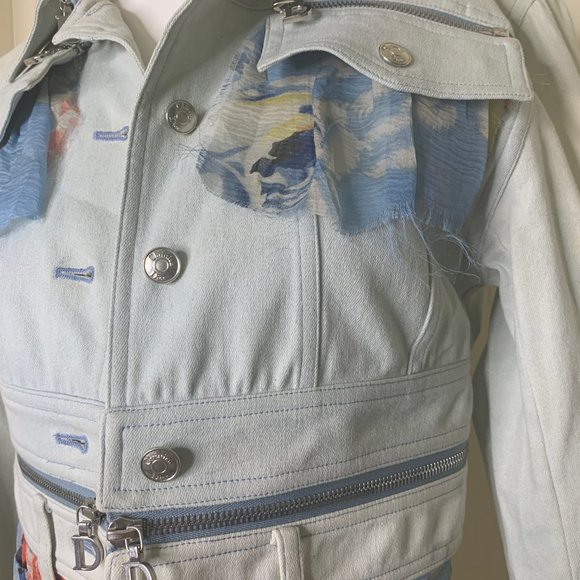 Christian Dior Light Blue Denim Jacket w/ Floral - Picture 6 of 8